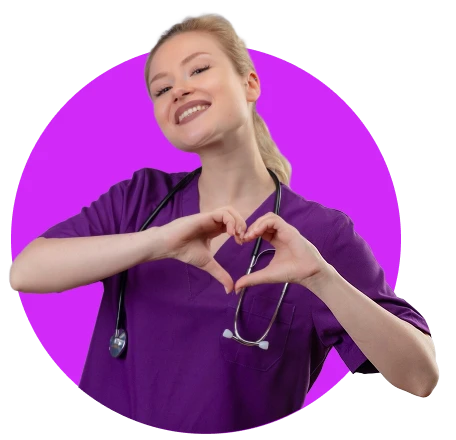 Nurse making heart shape